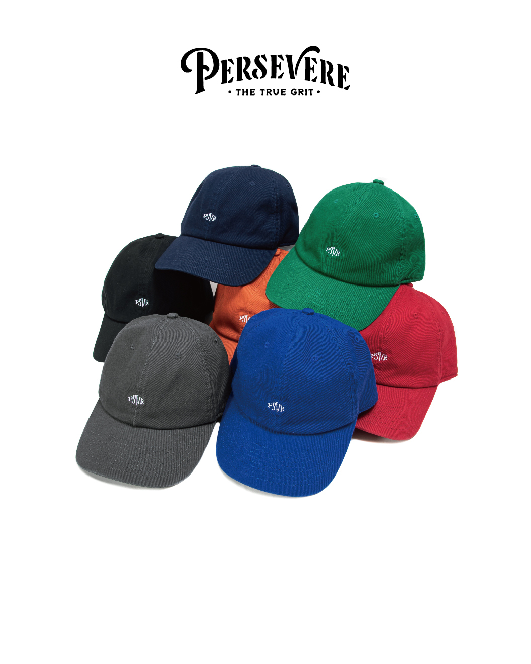 PERSEVERE 斜紋老帽 深灰/寶藍/黑藍/黑/橘/紅/森林綠 25 A/W Embroidered Twill Dad Cap