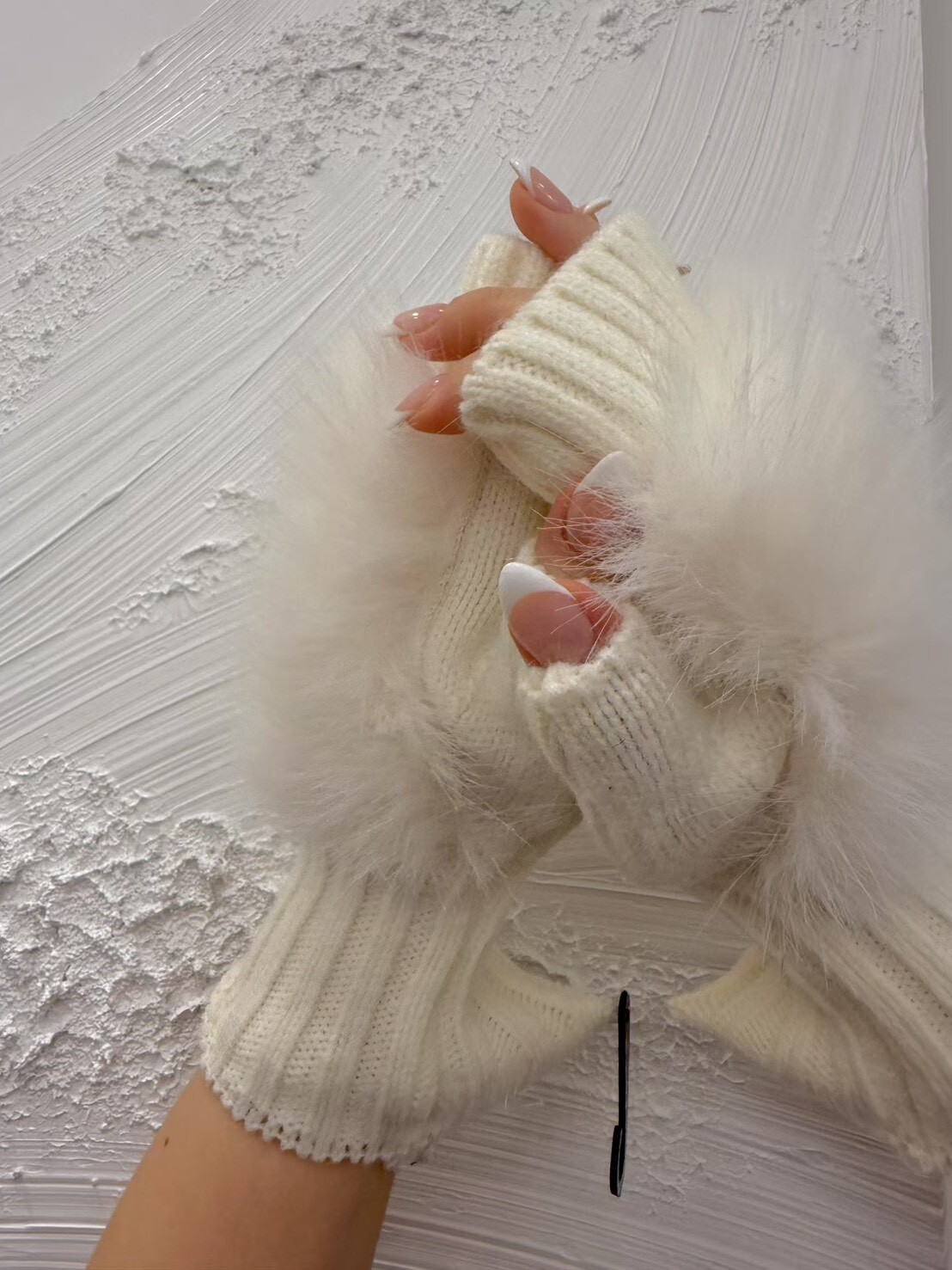 #AD107毛毛防寒手套(咖/黑/白)