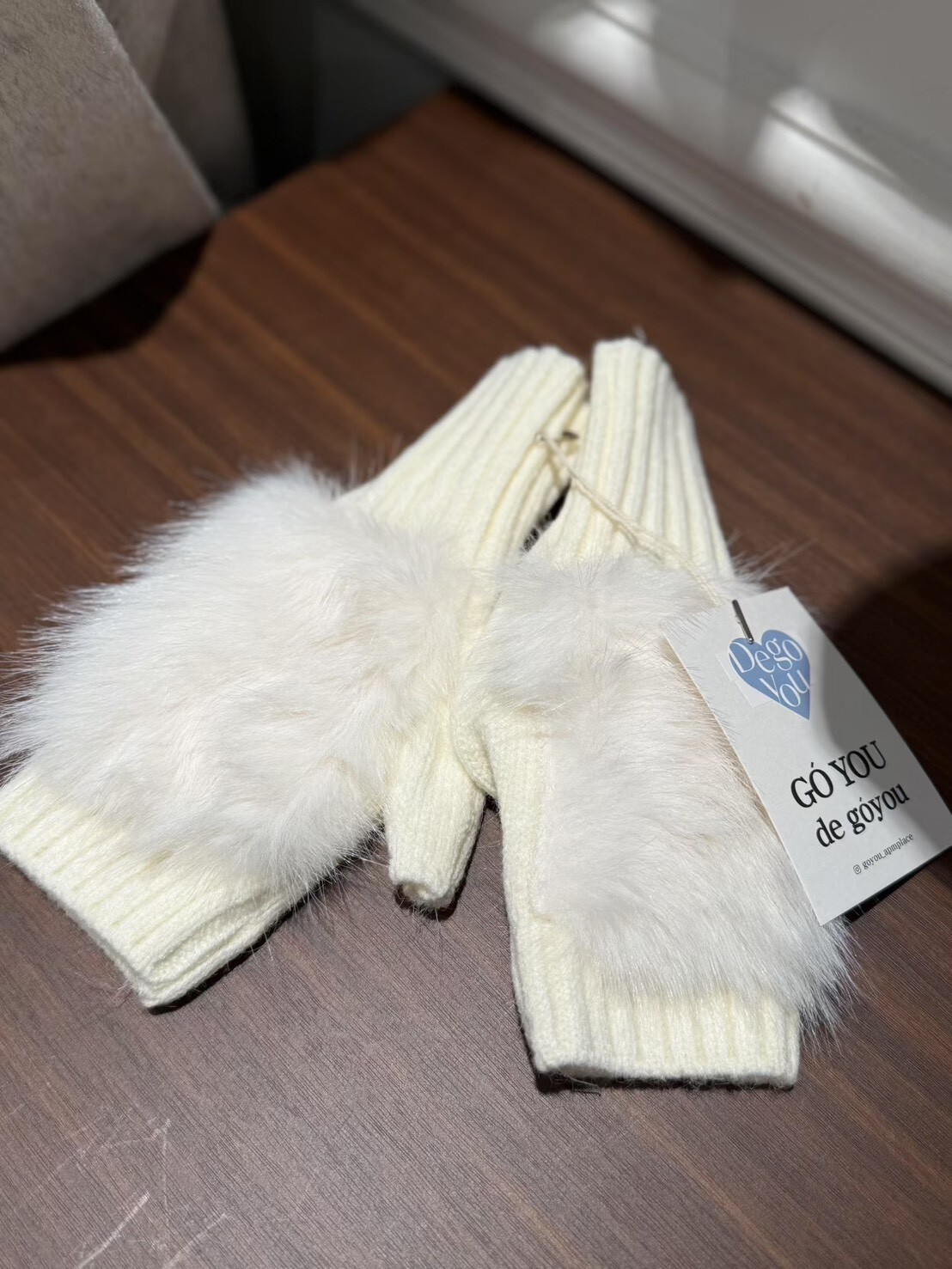 #AD107毛毛防寒手套(咖/黑/白)