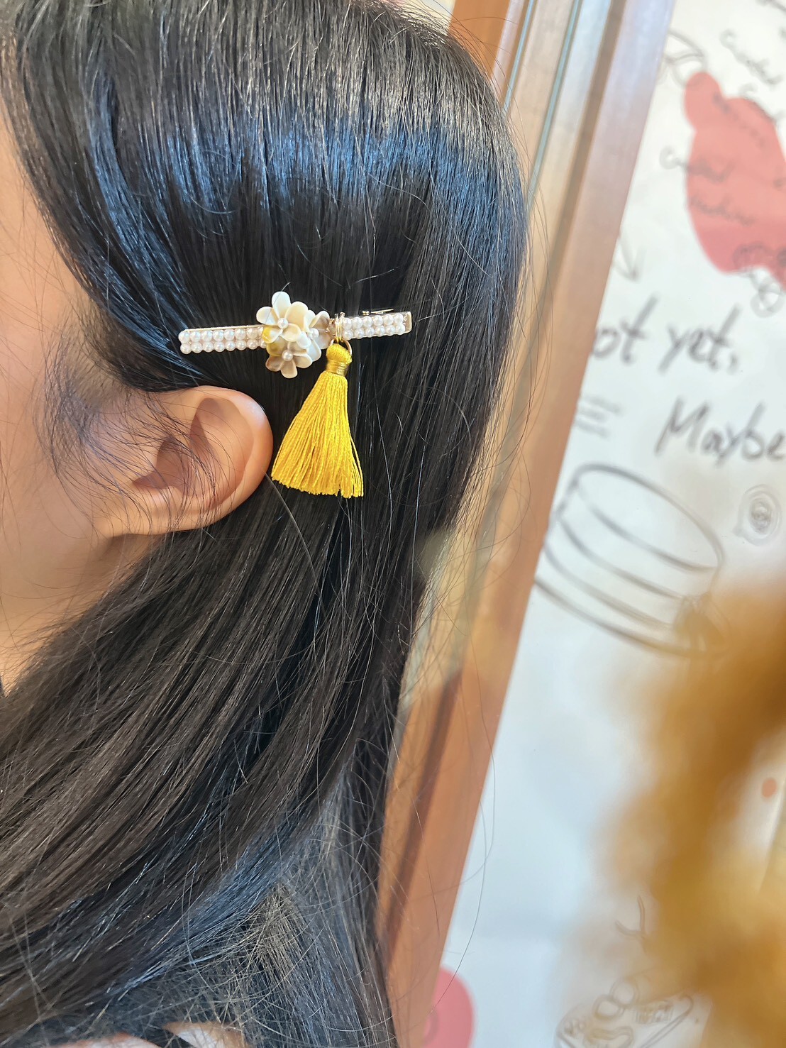 1217隱藏款。MUCHAT手作14KGP珍珠小花流蘇髮夾/壓夾