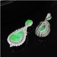 1218GZ42-翡翠GZ-銀鑲雙頭水滴吊墜（C42）