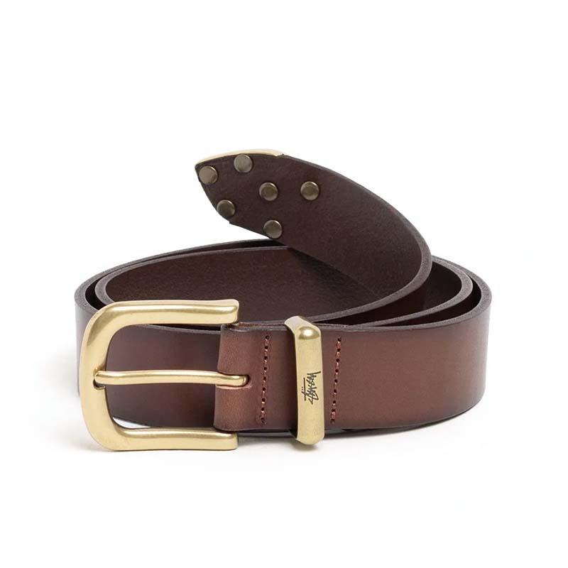 Stussy Metal S Tip Belt 皮帶 咖啡色 135191-DT [台灣現貨]