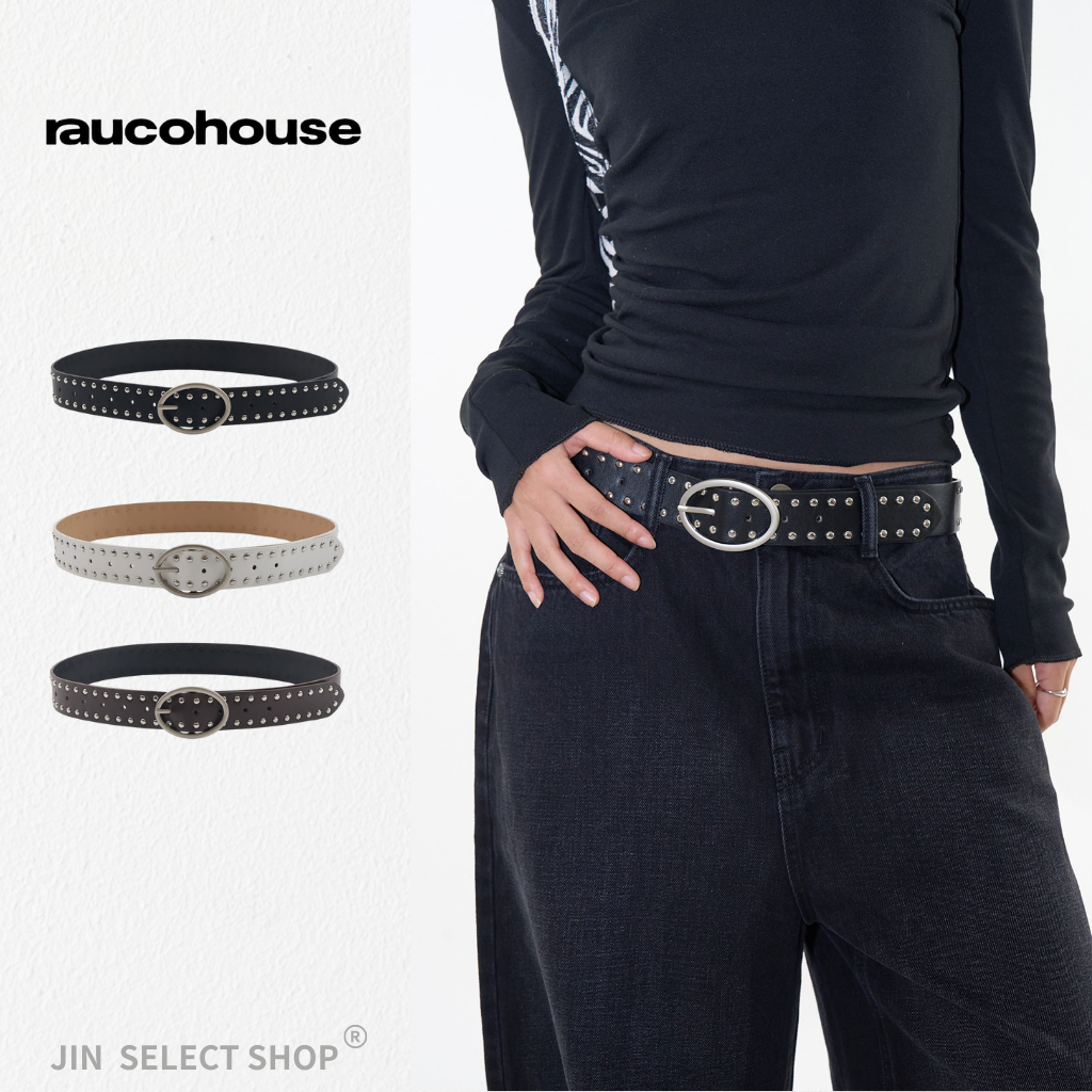 RAUCOHOUSE 排珠橢圓釦皮帶 造型皮帶