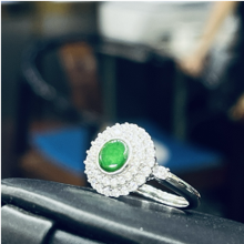1218GZ45-翡翠GZ-銀鑲小圓戒指（C45）