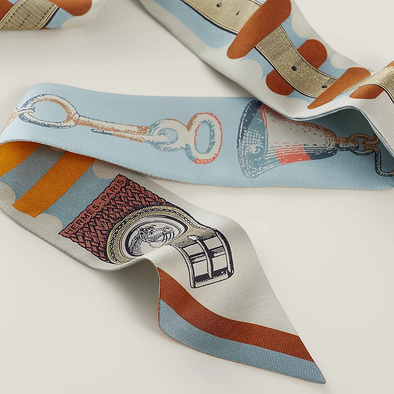 HERMES Inventaire Poetique de Brides a Bloc Twilly mastic / bleu / safran