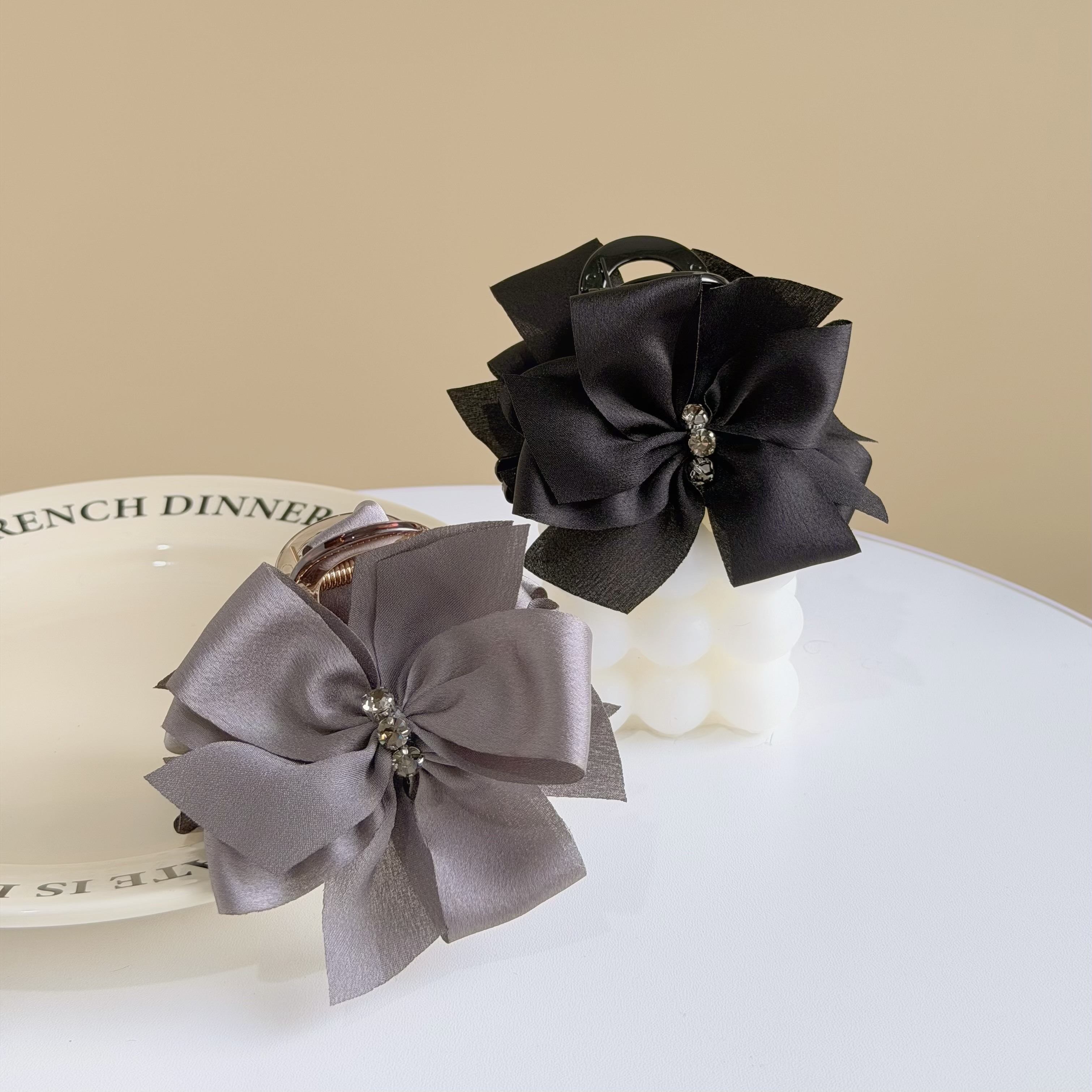 H204水鑽緞帶蝴蝶結半頭夾