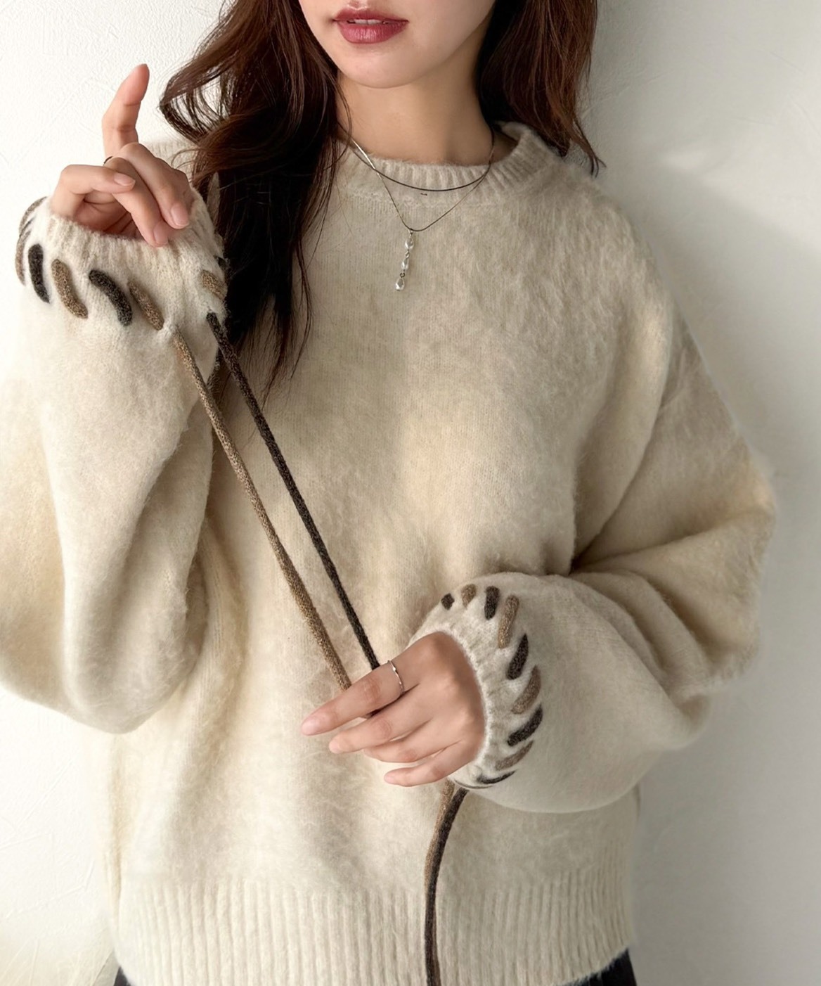 日本 Classical Elf 柔軟 針織  雙向 羅紋袖 綁帶 毛衣 4色