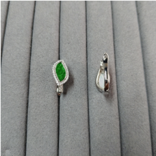 1218GZ55-翡翠GZ-銀鑲隨形耳環（C55）