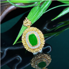 1218GZ59-翡翠GZ-銀鑲麵包方吊墜（C59）