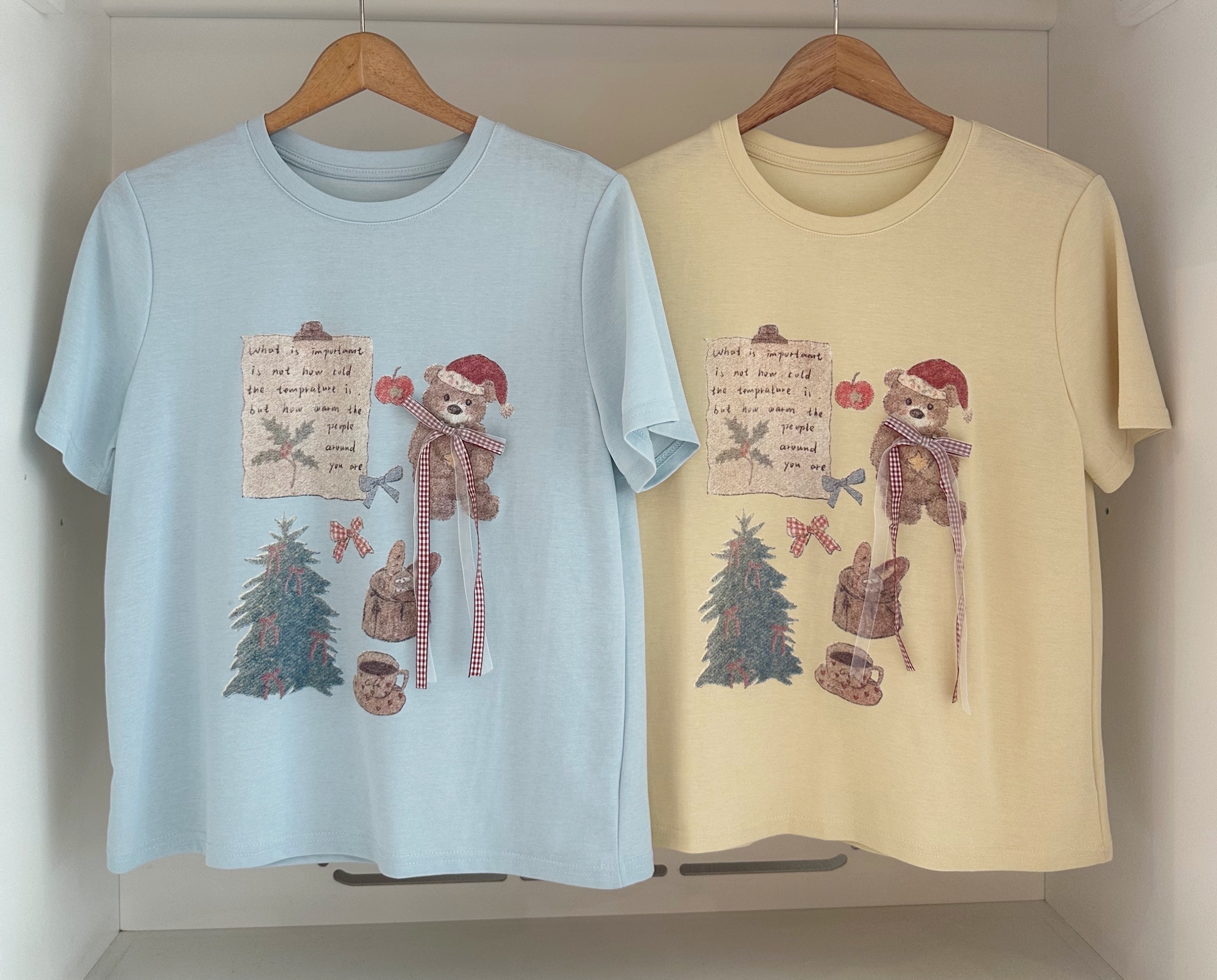 SHORT SLEEVE BEAR & RIBBON TEE