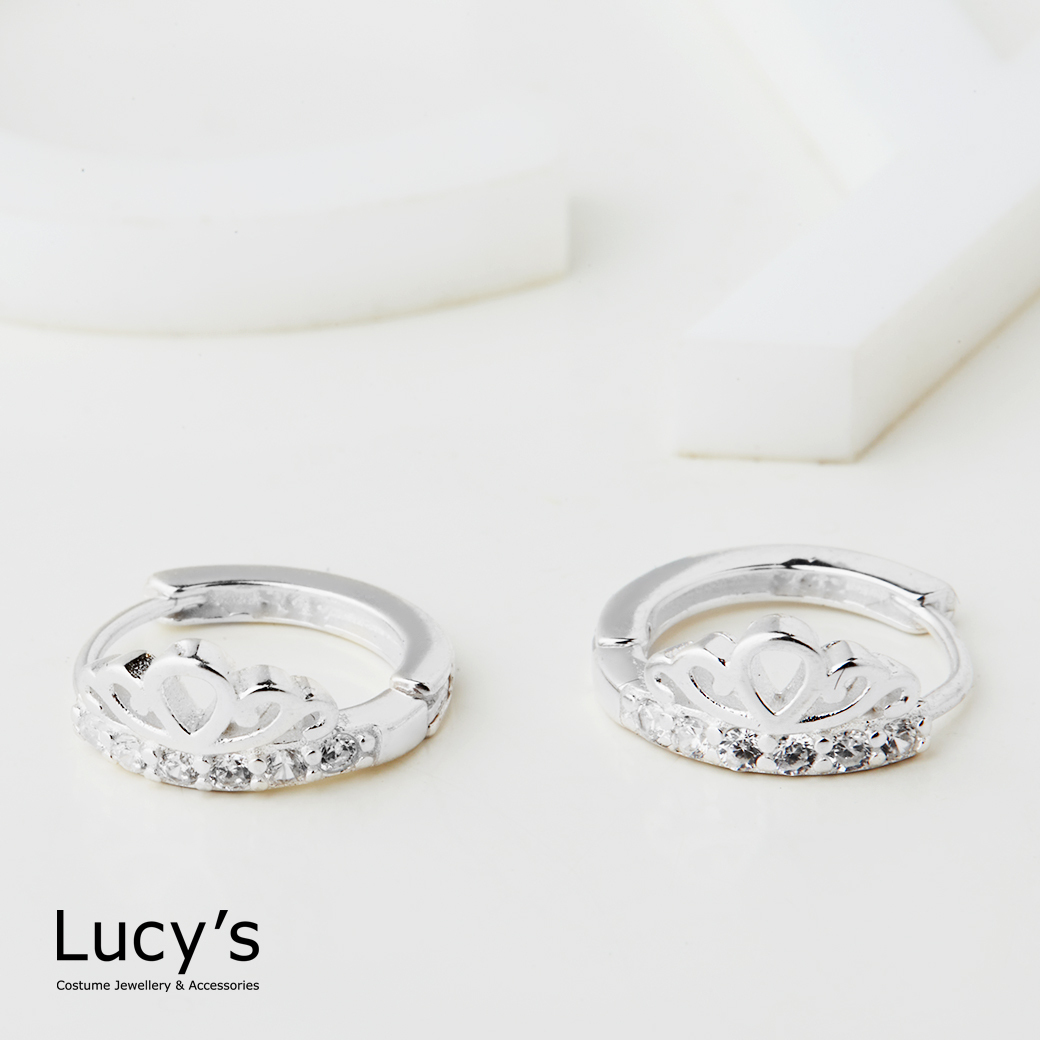 925純銀 皇冠 易扣耳環 (126602)