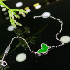 1218GZ63-翡翠GZ-銀鑲蝴蝶手鍊白（C63）