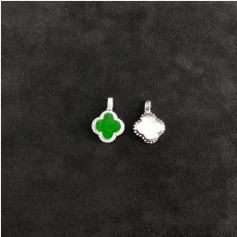 1218GZ67-翡翠GZ-銀鑲小四葉草吊墜（C67）