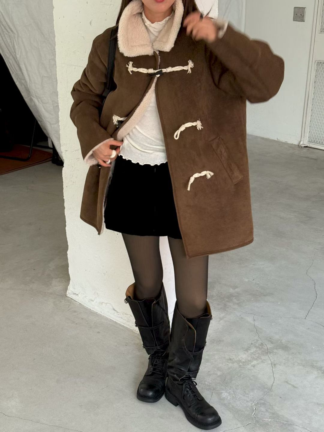 牛角鈕毛毛外套