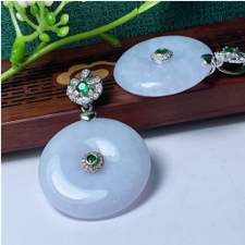 1218GZ70-翡翠GZ-銀鑲紫平安扣（C70）