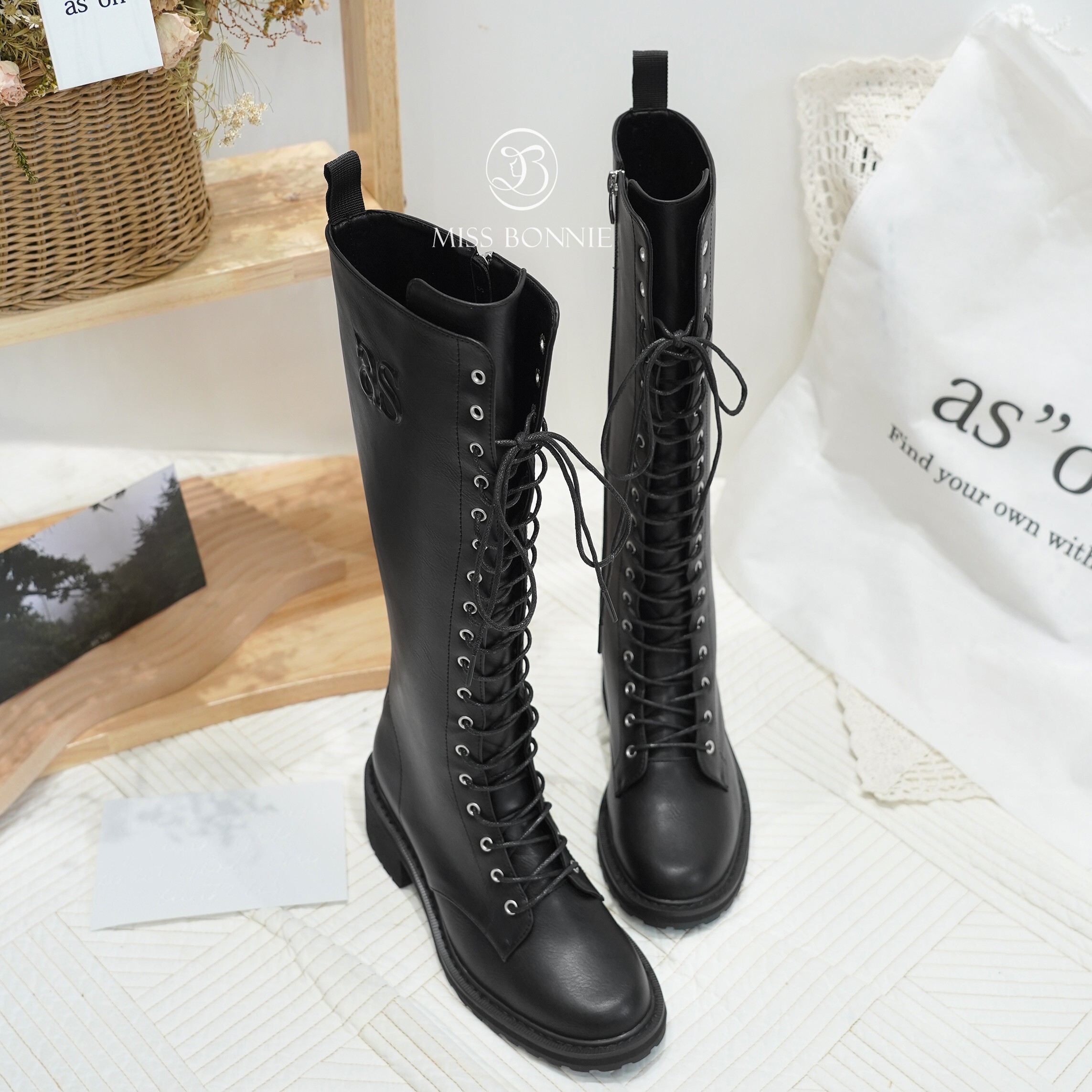 as"on 綁帶長靴