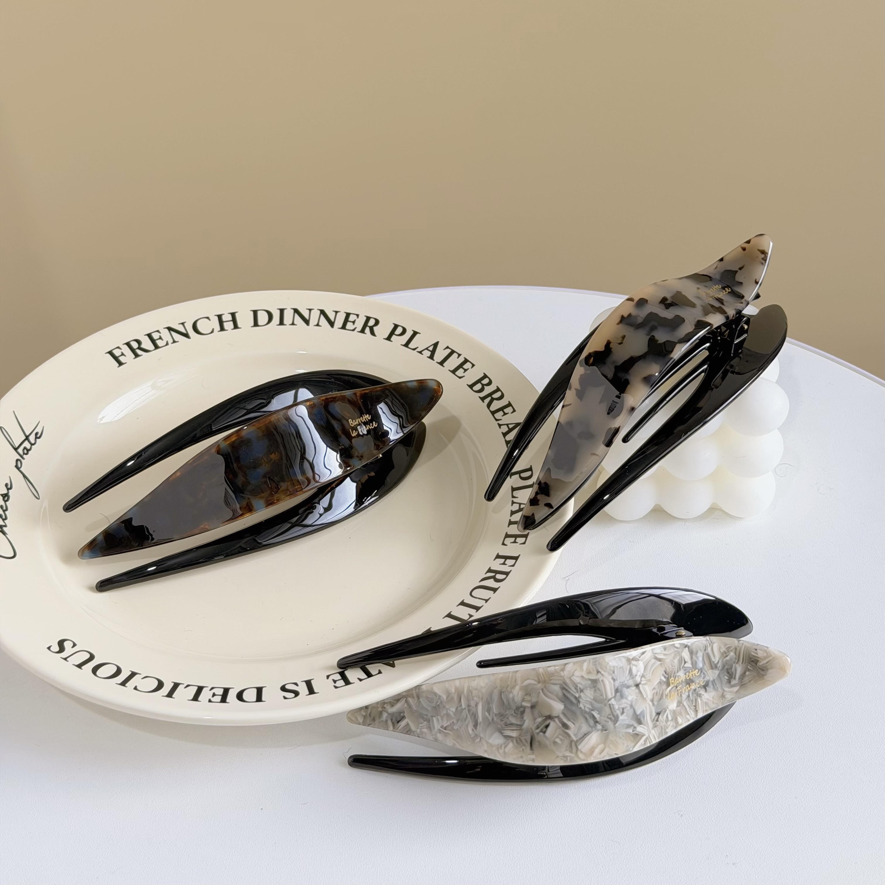 H213暈染琥珀一字燕尾夾