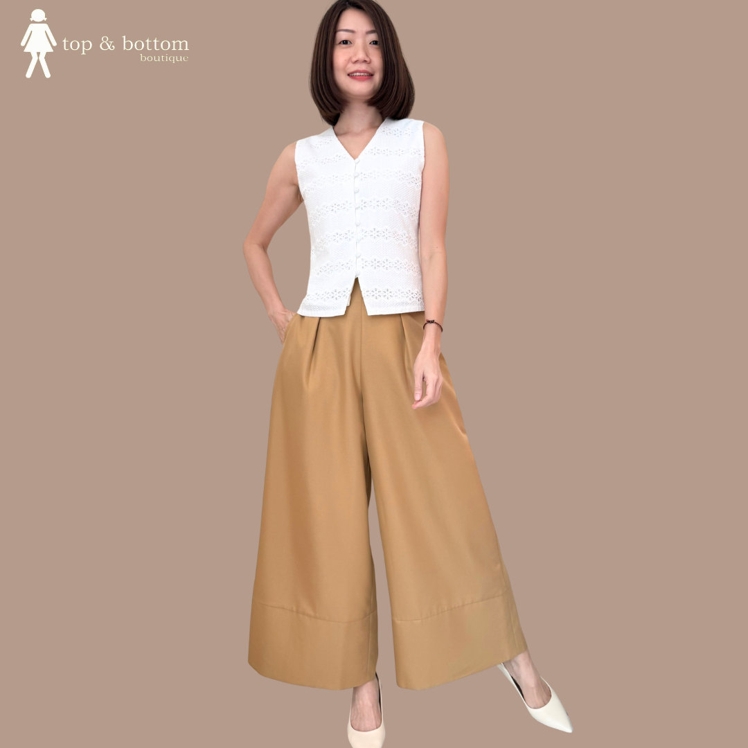 SLEEVELESS COTTON LACE BUTTON BLOUSE