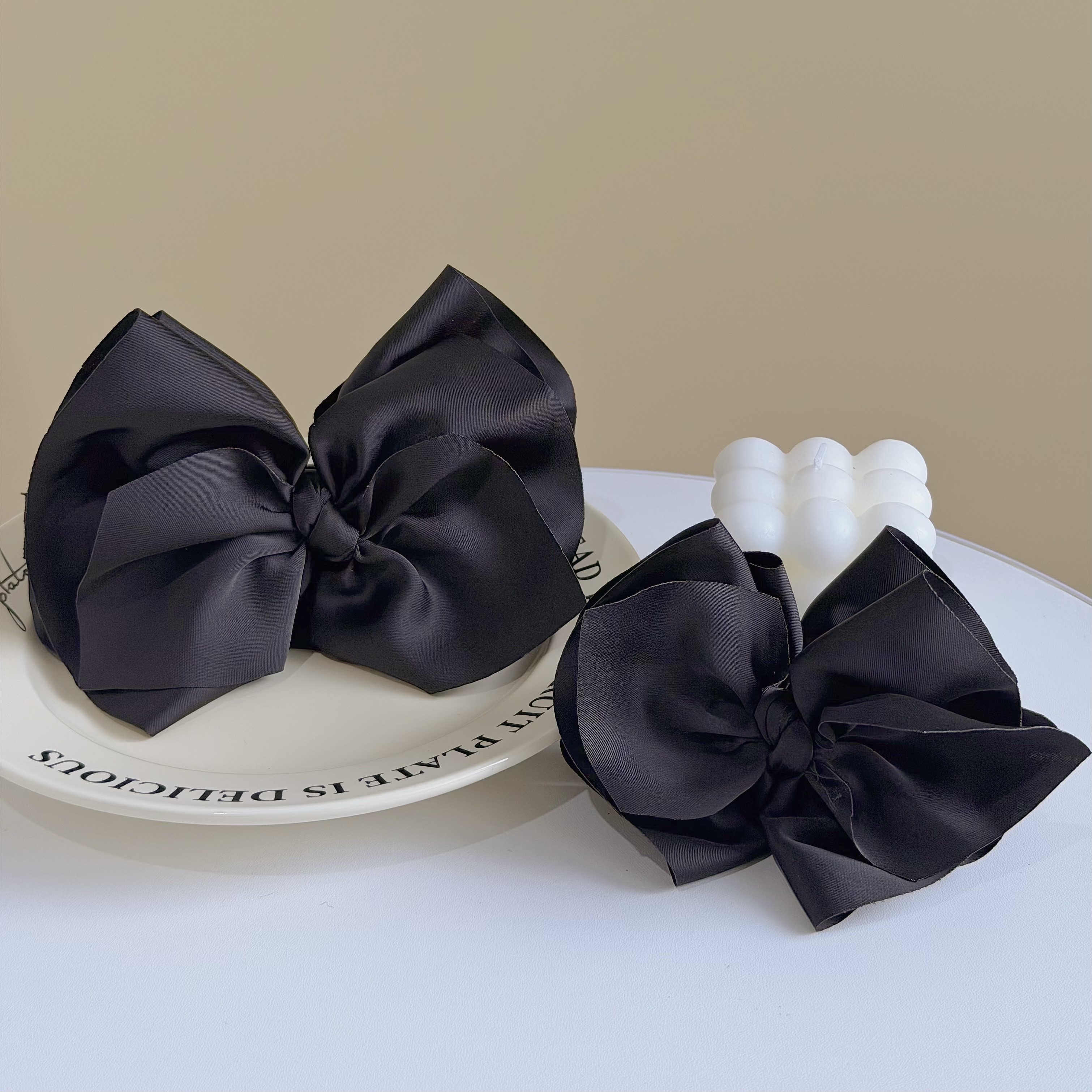 H217素面滑布三層蝴蝶結香蕉夾