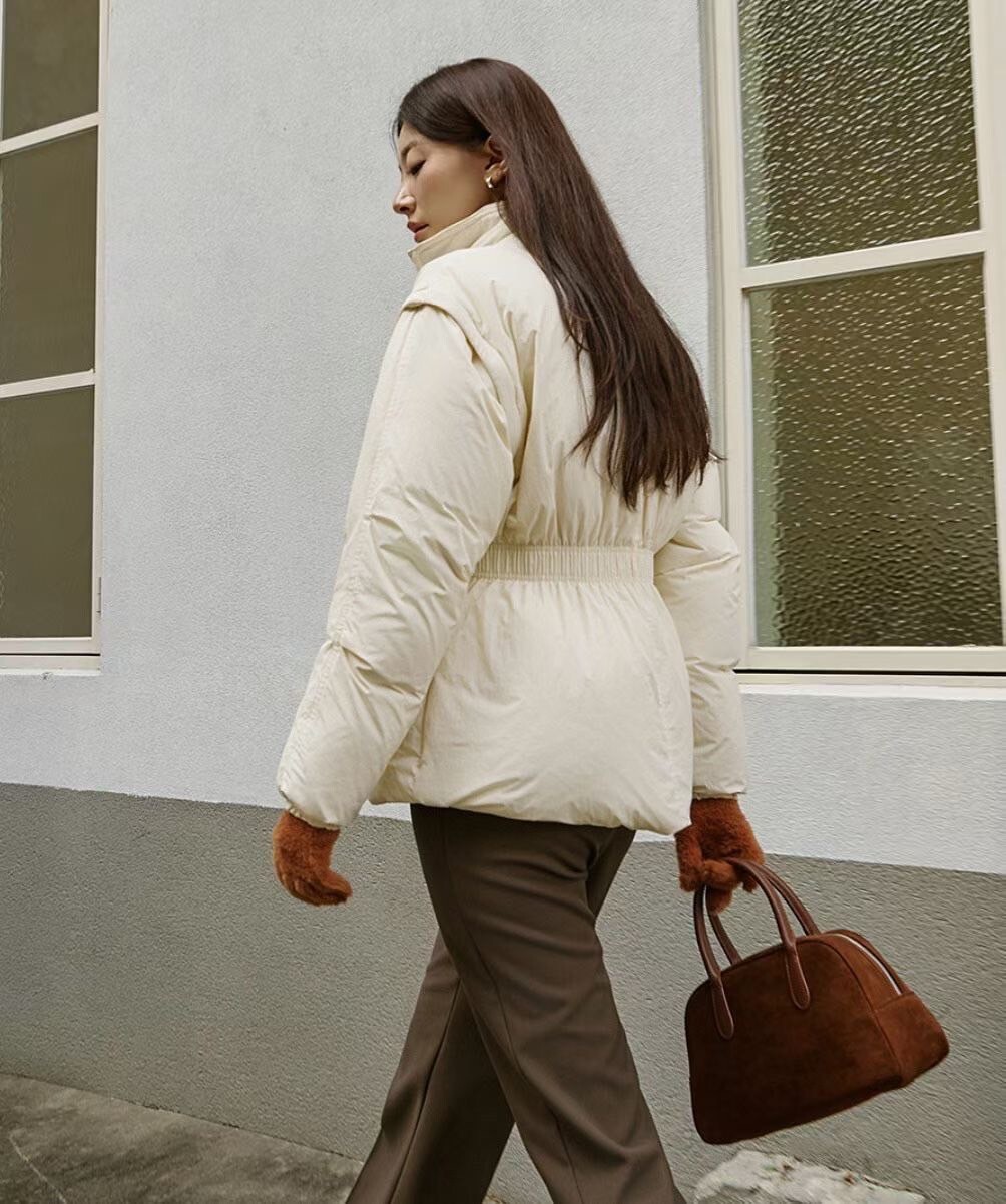 收腰造型拉鍊立領羽絨外套+背心SET / 2色