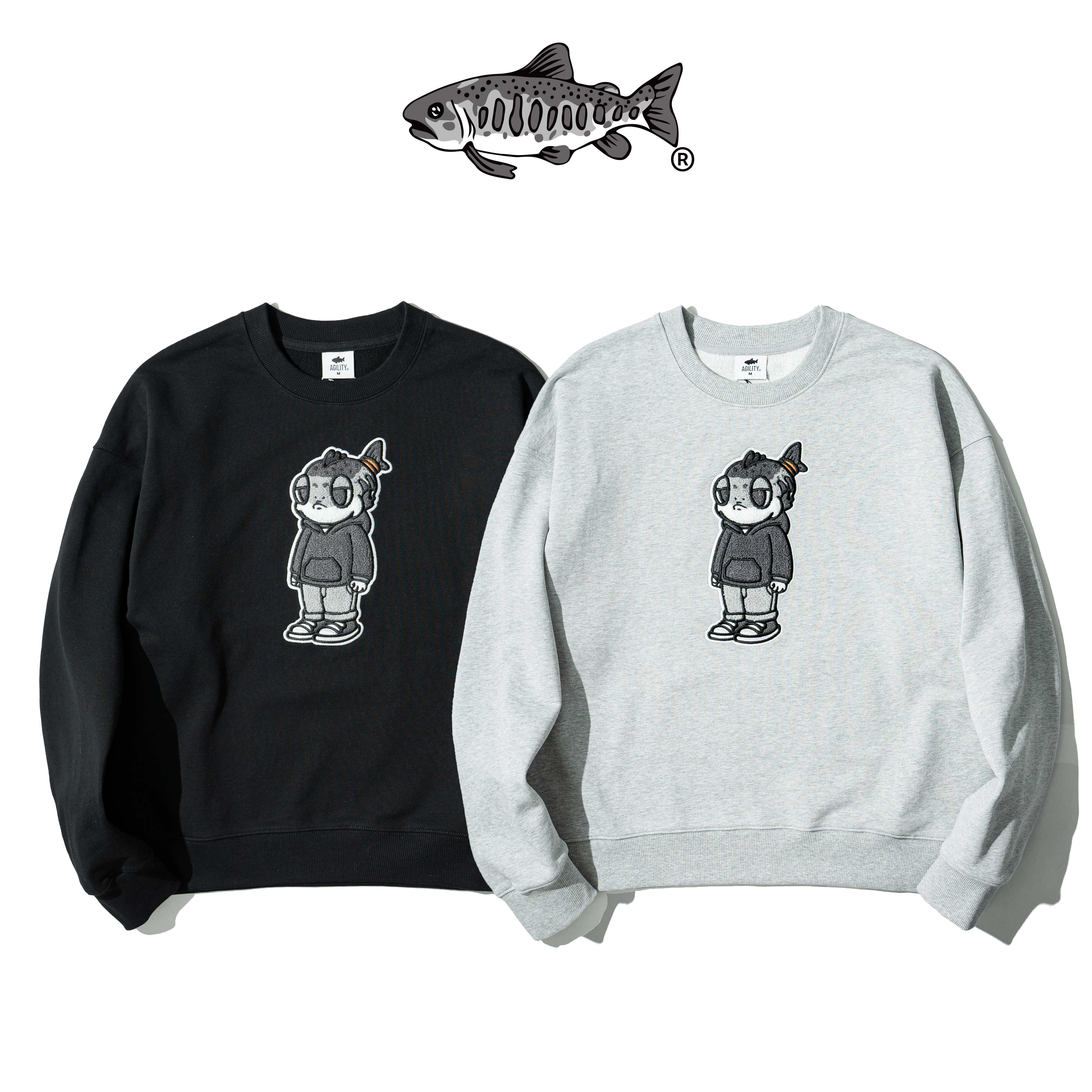 AGILITY Logo Sweater / SYAKEMARU 鮭魚丸刺繡 大學Tee [HC3-SM]