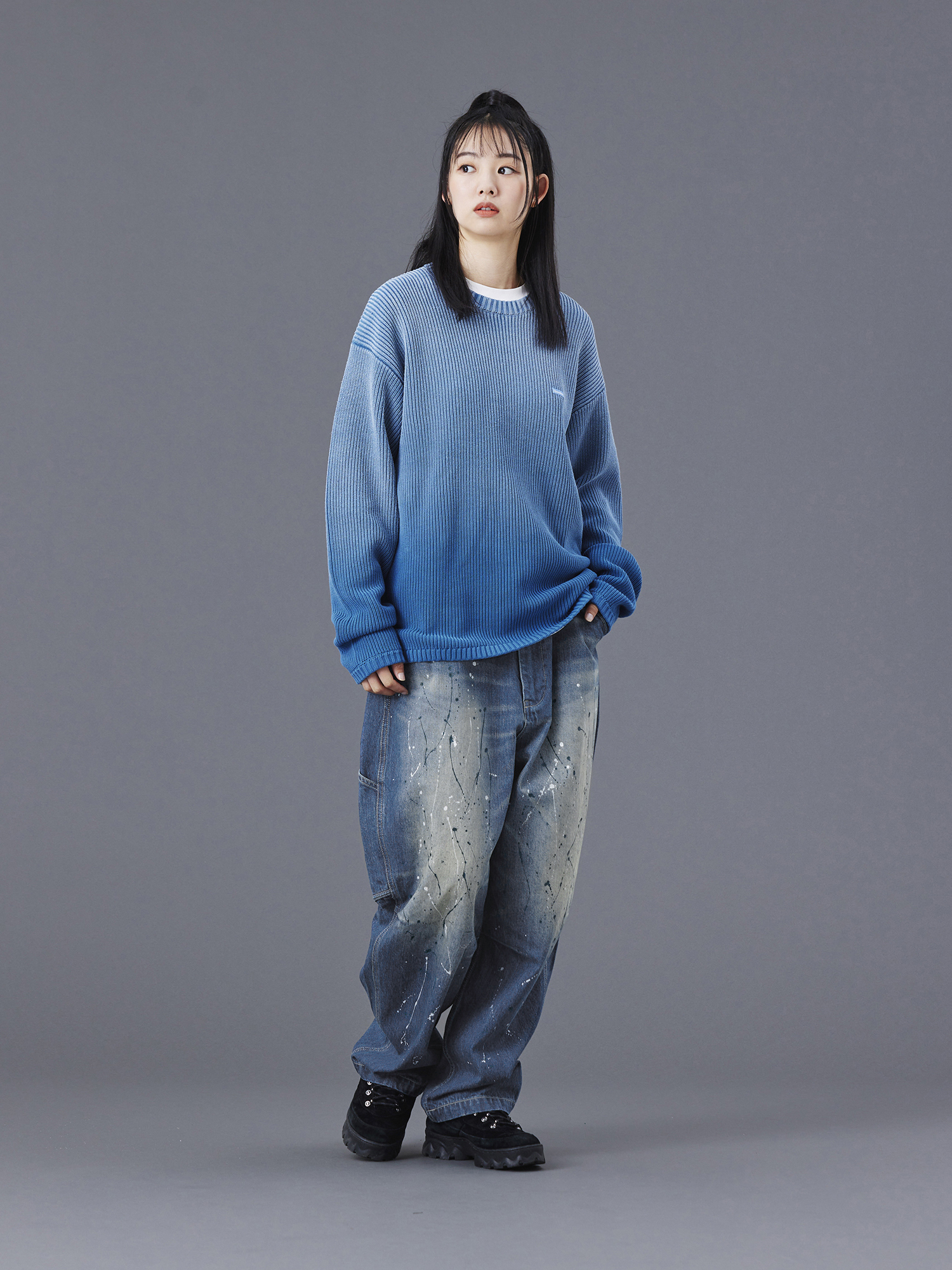 LIBERAIDERS DENIM SARROUEL PANTS 777012503 BLU