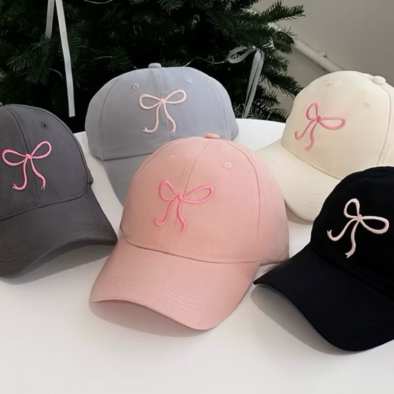 韓國刺繡蝴蝶結鴨舌帽