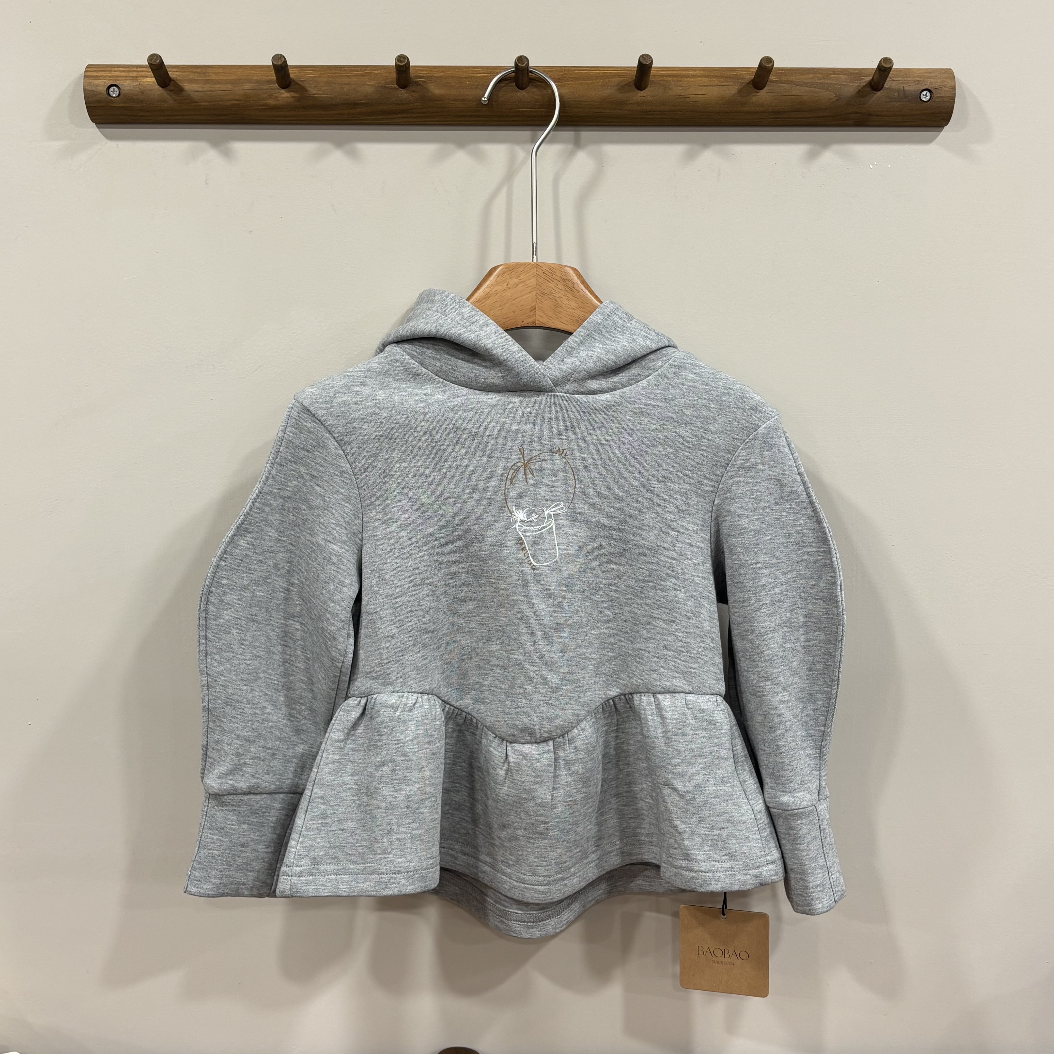 A03815連帽插圖裙擺上衣