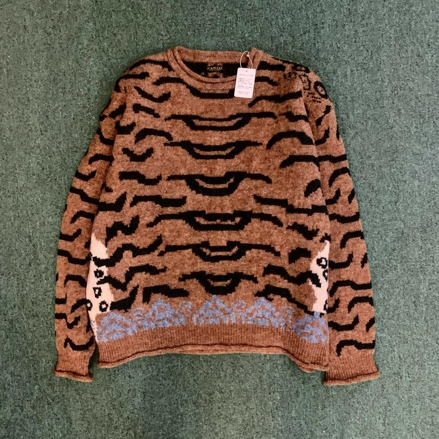KAPITAL 7G WOOL NEPAL TIGER CREW SWEATER