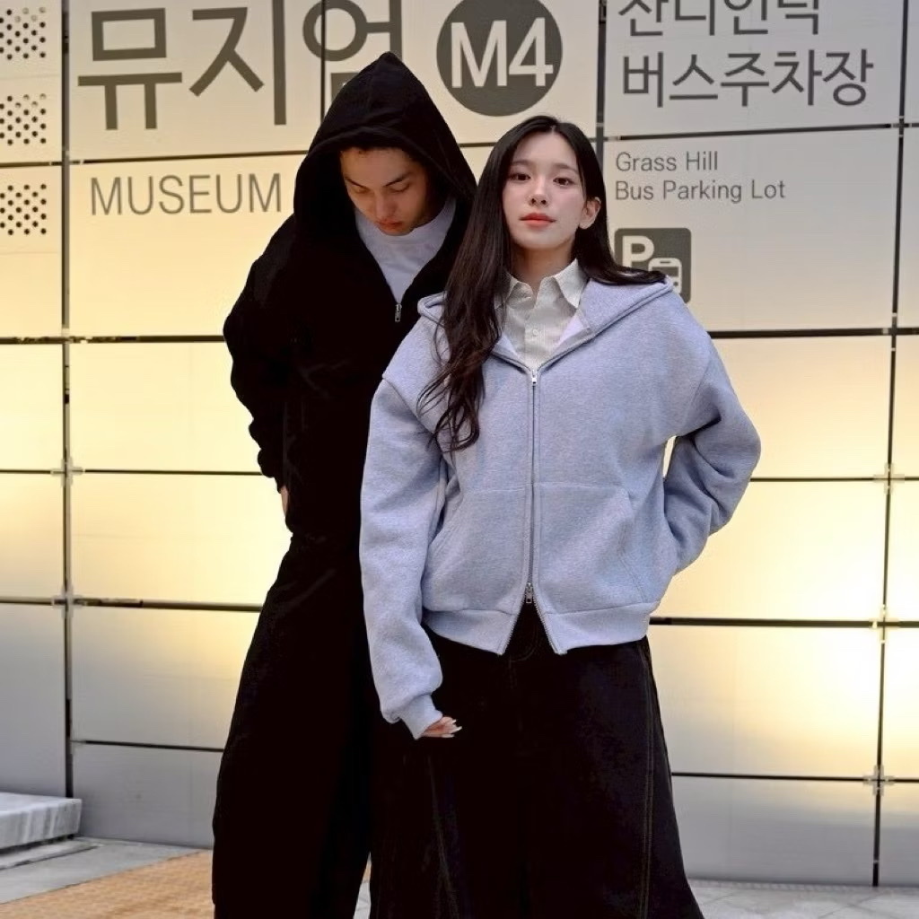 韓國雙拉鍊棉外套