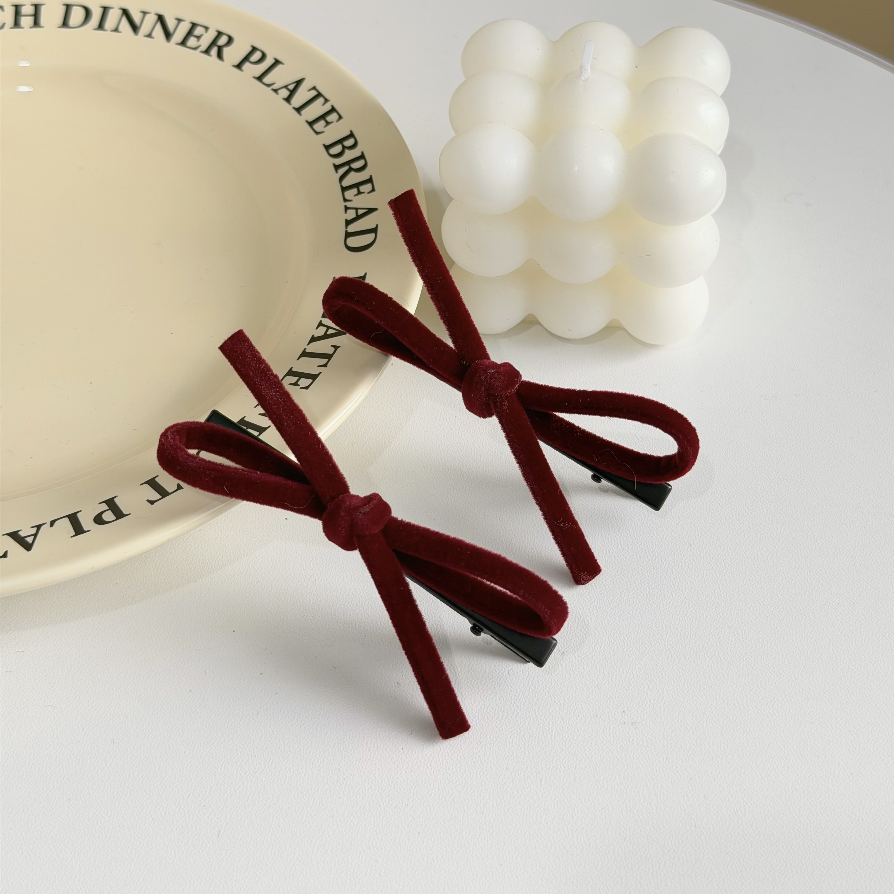 H225絨布線狀蝴蝶結對夾【一組】