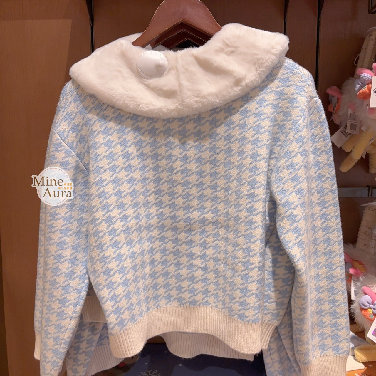 2025 冬日 小熊維尼和朋友們系列 千鳥格紋 翻領 長袖 針織 外套 -上海迪士尼樂園