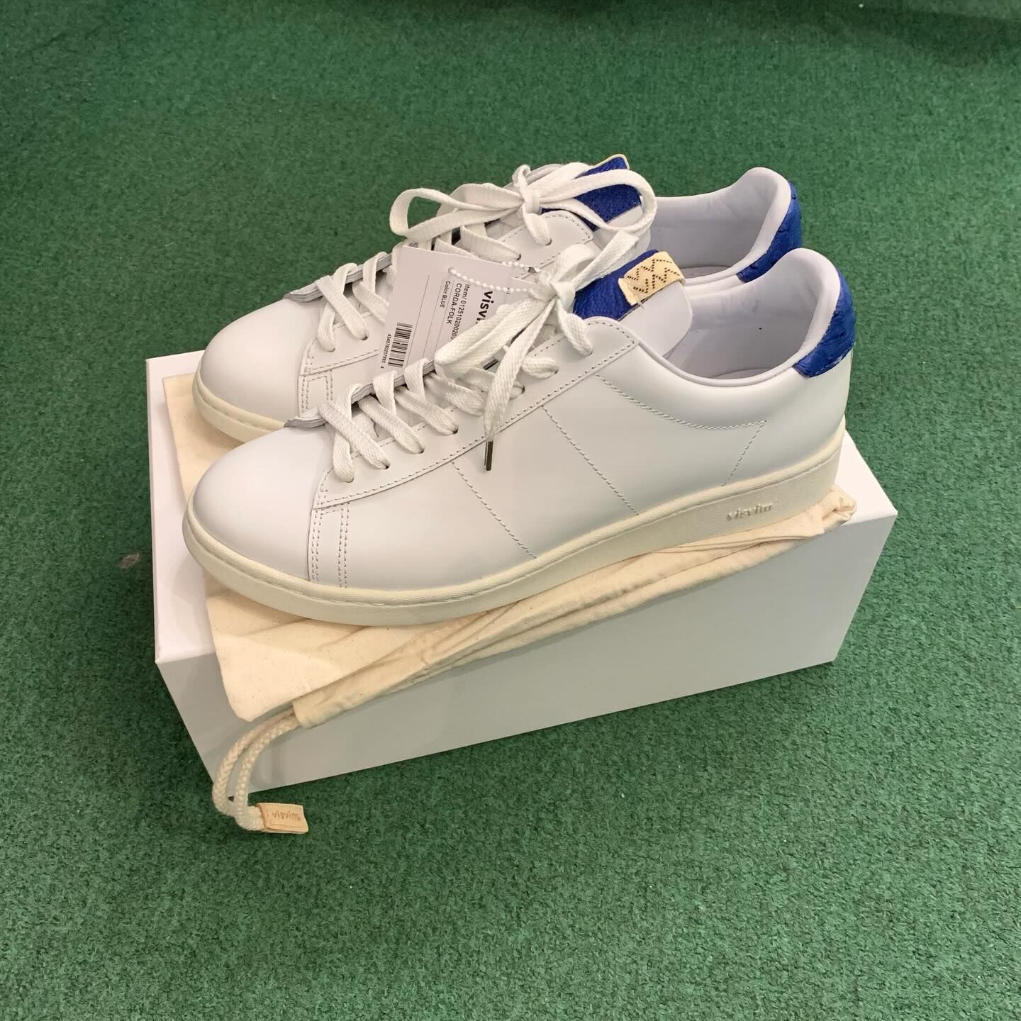 VISVIM CORDA-FOLK *FRANCH COWHIDE / JAPAN OSTRICH LEATHER - BLUE