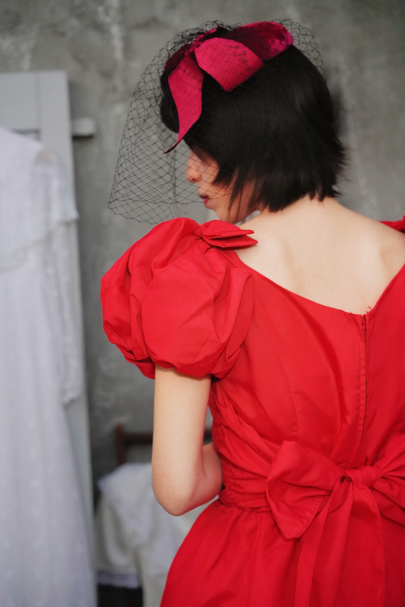 Vintage Remake Dress / 紅色長禮服改製 短版洋裝