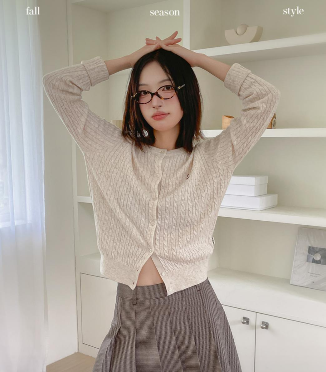 WHO.A.U Steve High Gauge Wool Cable Cardigan(3 colours)