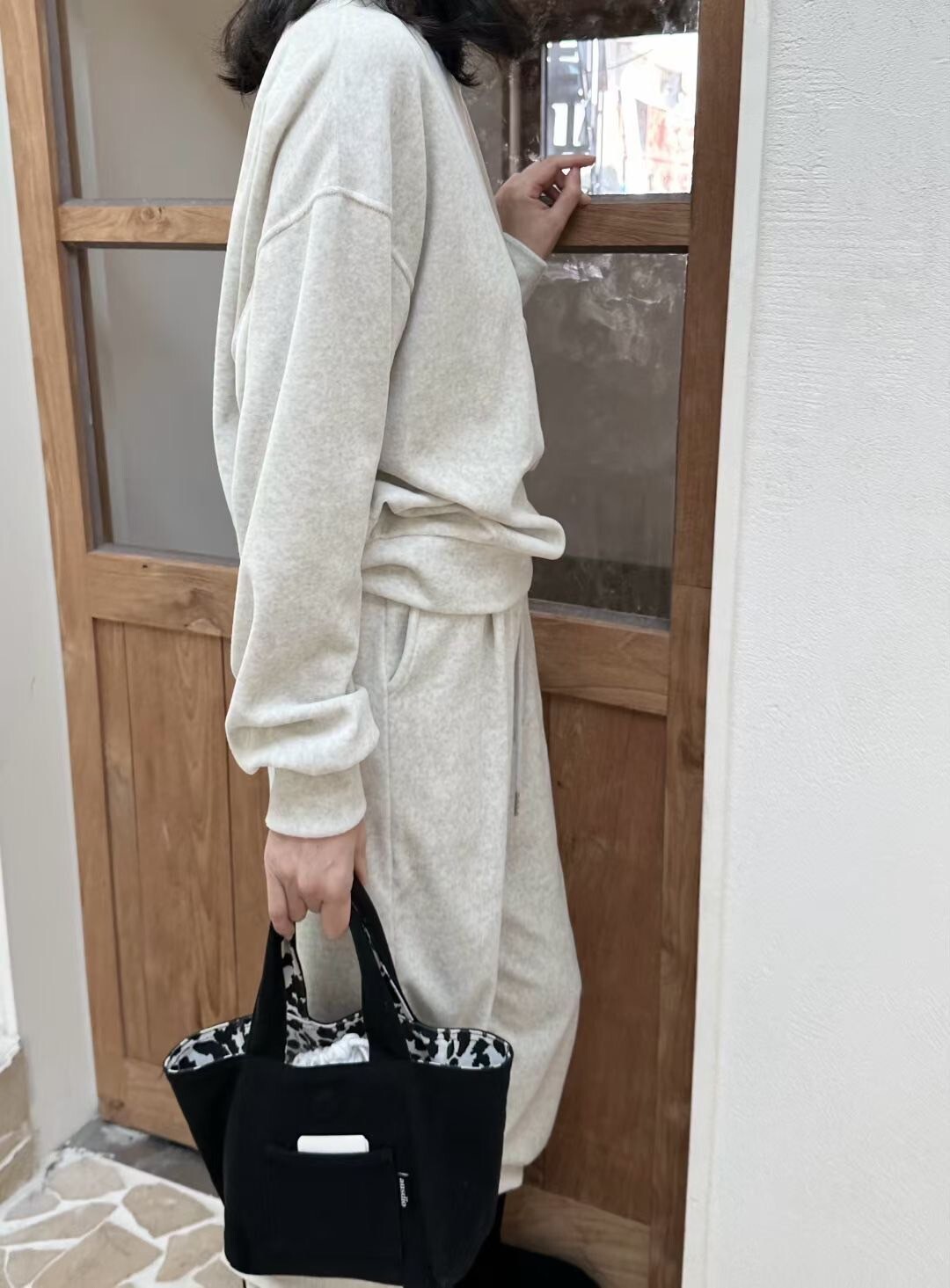 休閒女子絲絨質感圓領衛衣+長褲SET / 2色