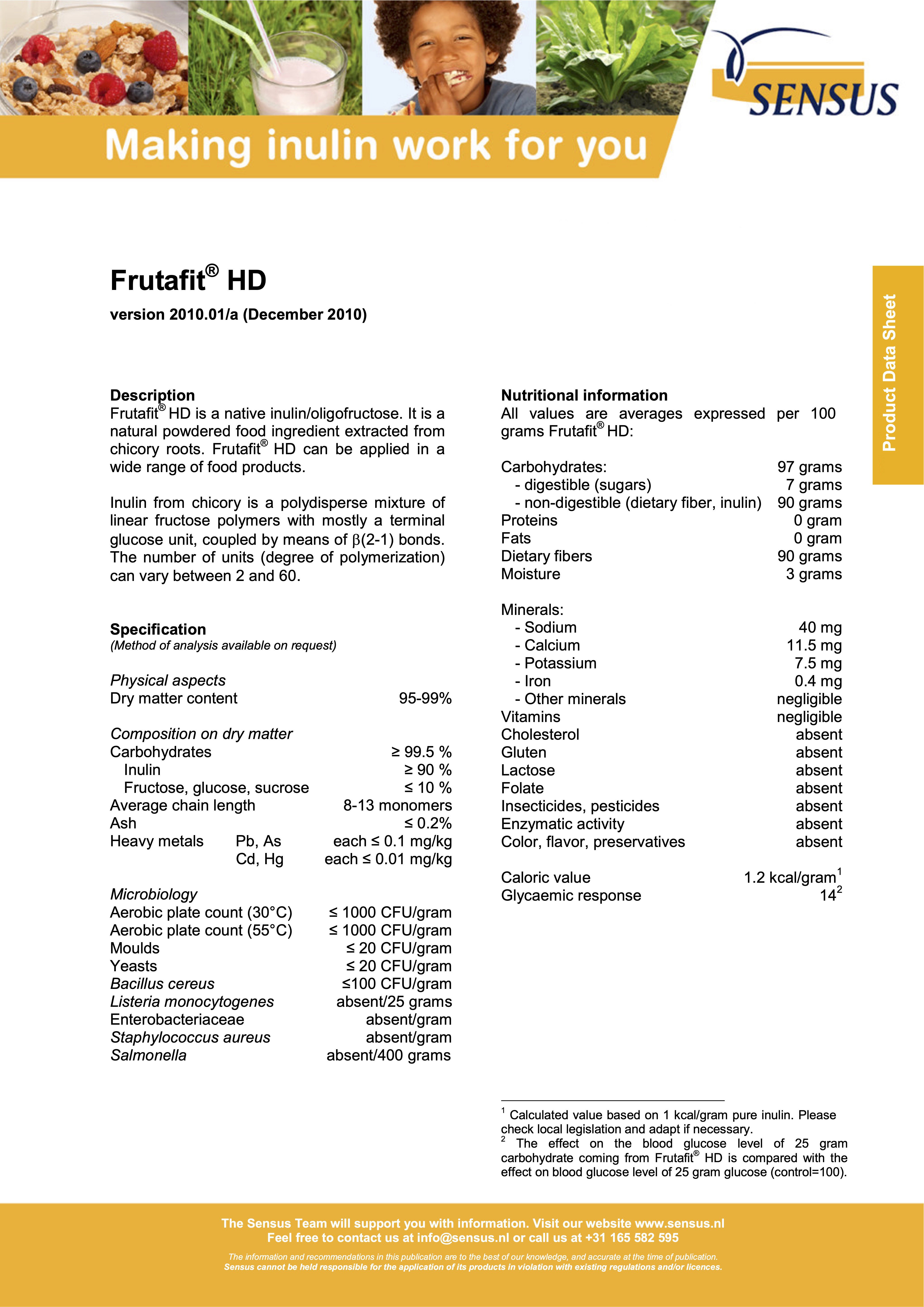 菊苣纖維 Sensus Frutafit® HD