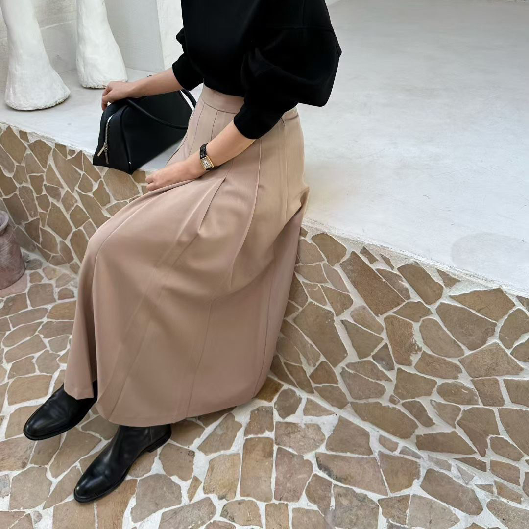 氣質女子挺版A字百摺裙長裙-S-Ｍ / 3色