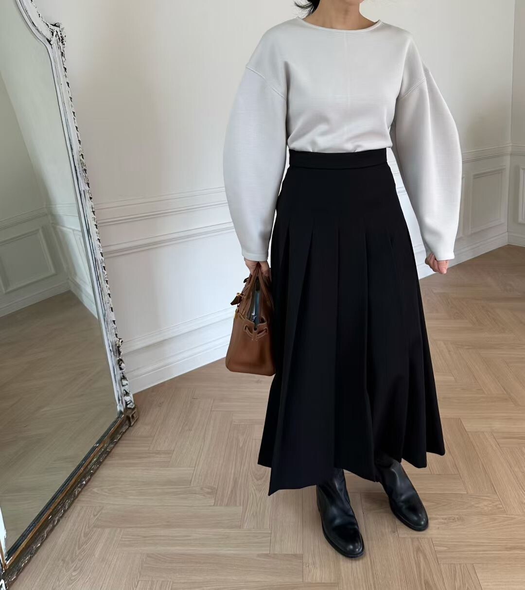 氣質女子挺版A字百摺裙長裙-S-Ｍ / 3色