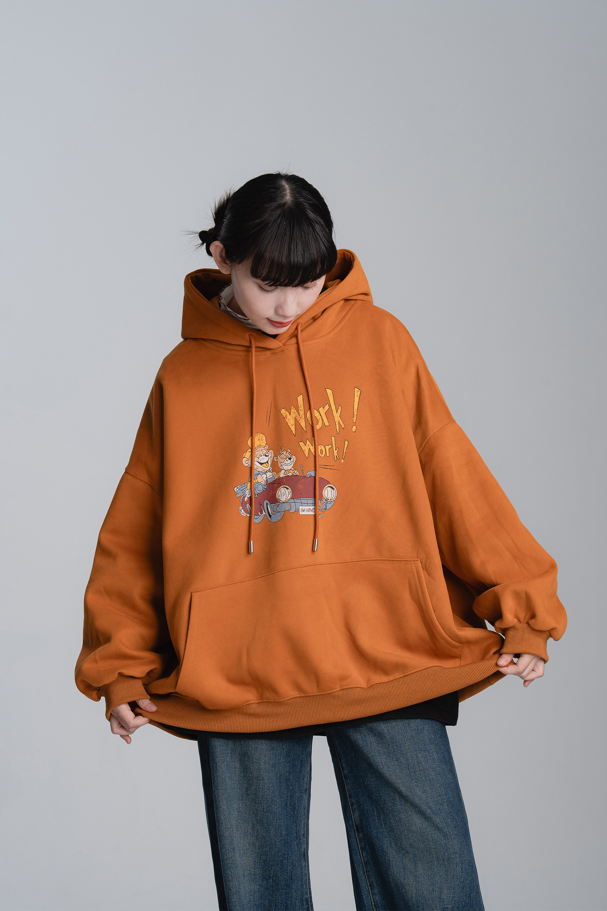 熊熊開車印花連帽t 4色