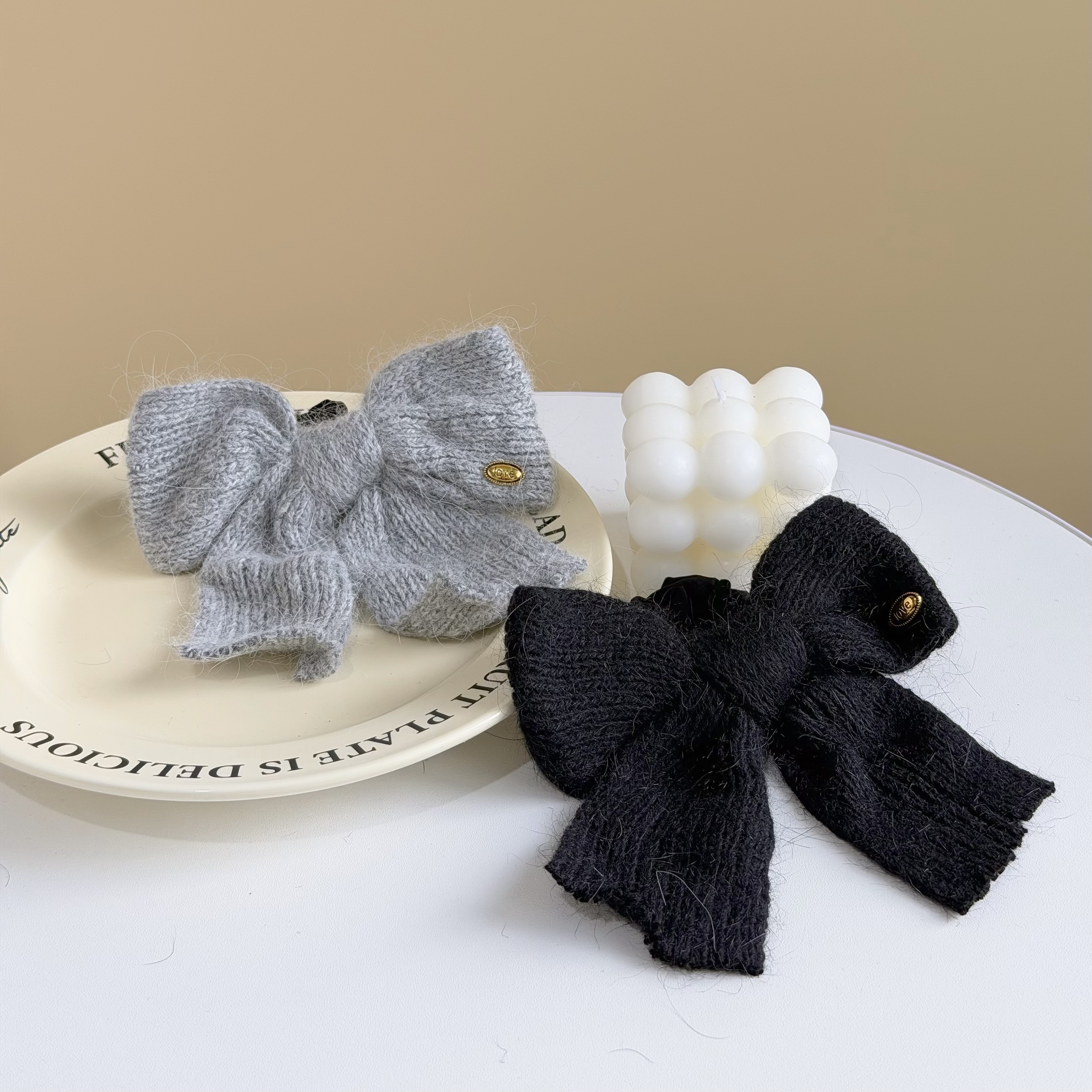 H232小金標針織蝴蝶結髮圈