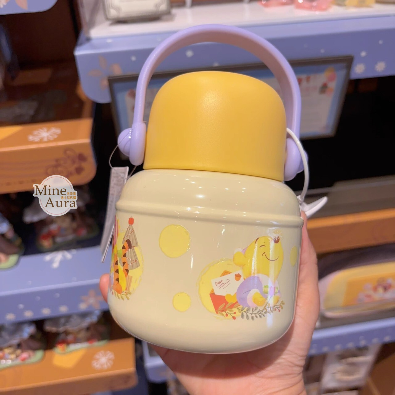 2025 冬日 小熊維尼和朋友們系列 圖案 不鏽鋼 附摺疊湯匙 保溫罐 -上海迪士尼樂園