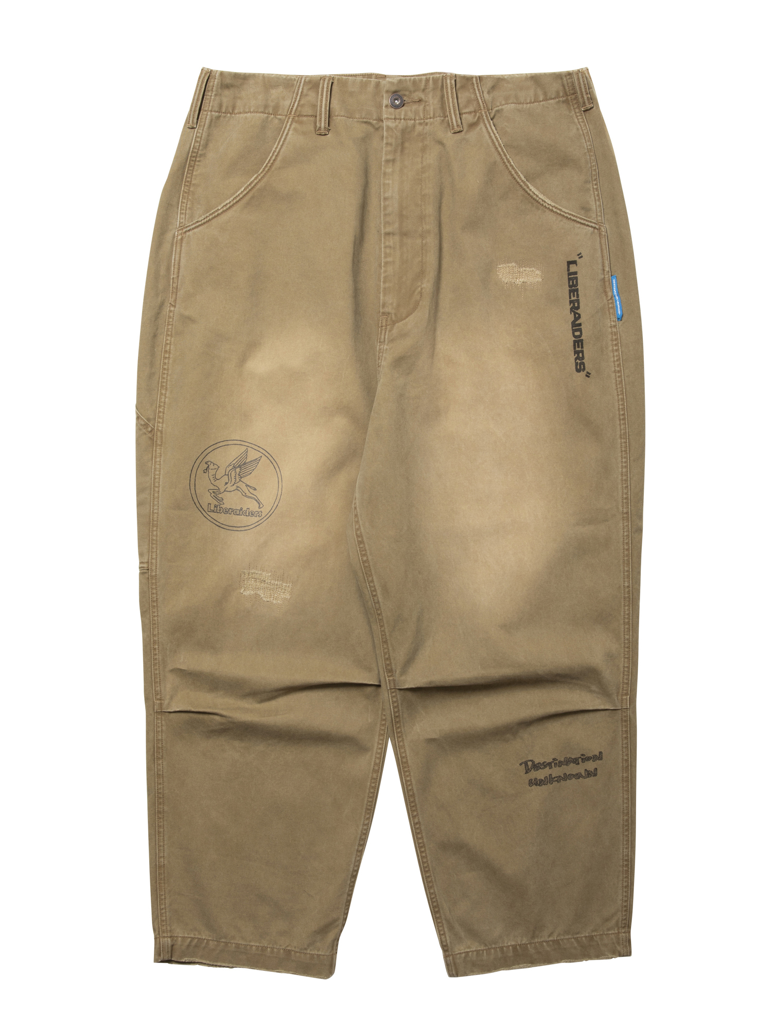 LIBERAIDERS HANDWRITING PRINT CHINO SARROUEL PANTS 777022503 BEI