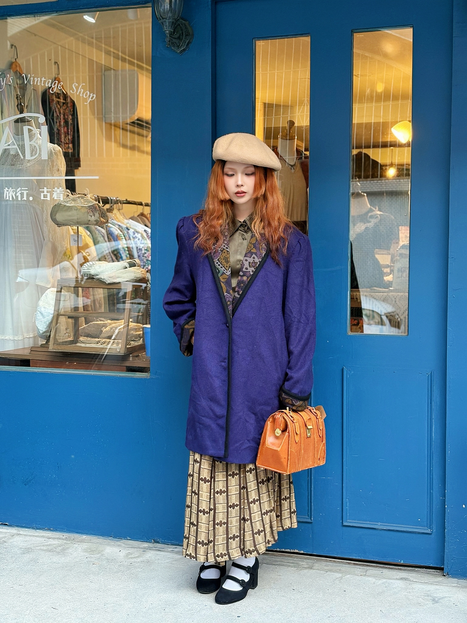 Vintage Japanese Wool Coat / 日本製復古圖紋滾邊毛呢大衣外套