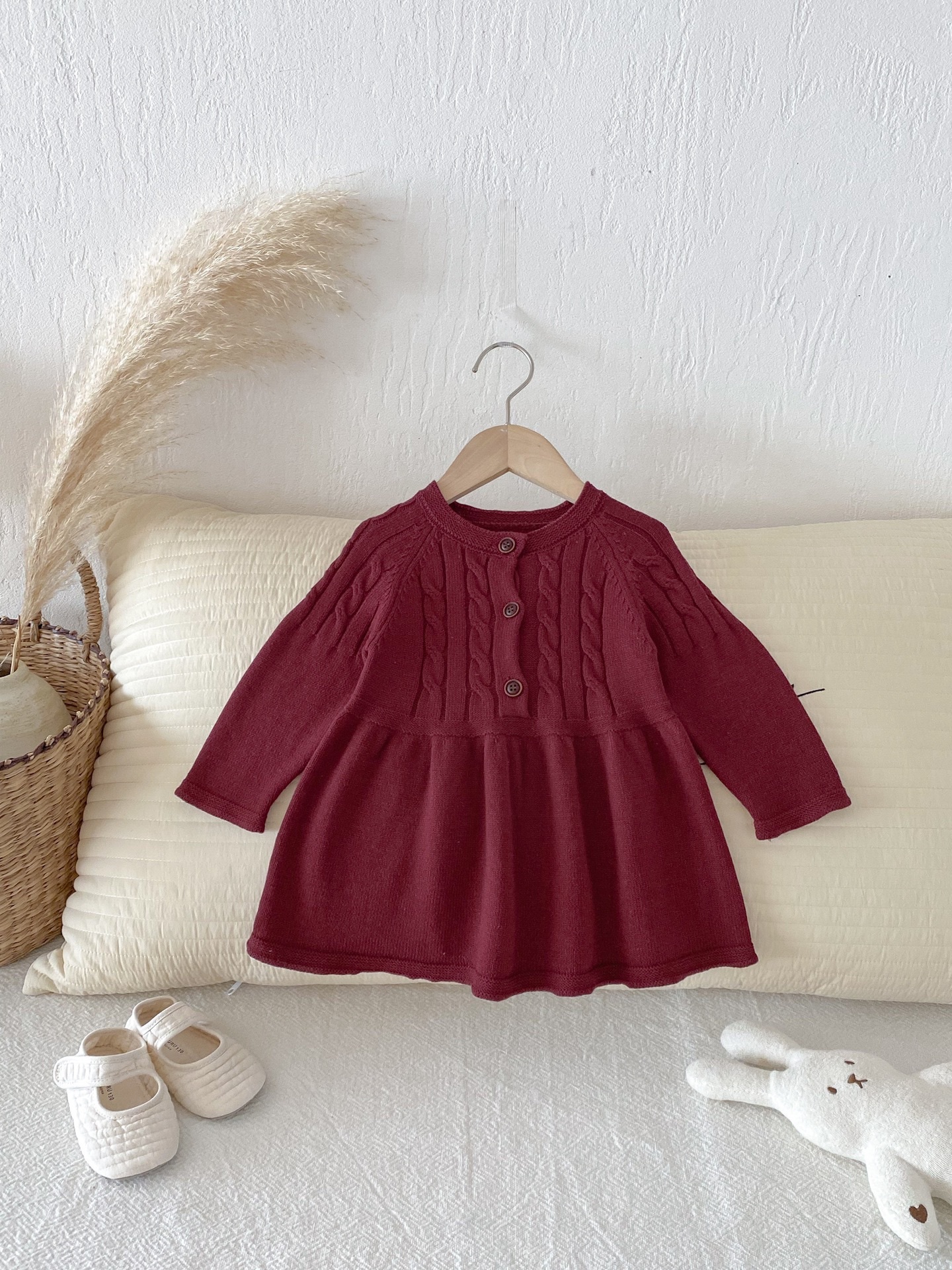 兩色純色針織洋裝