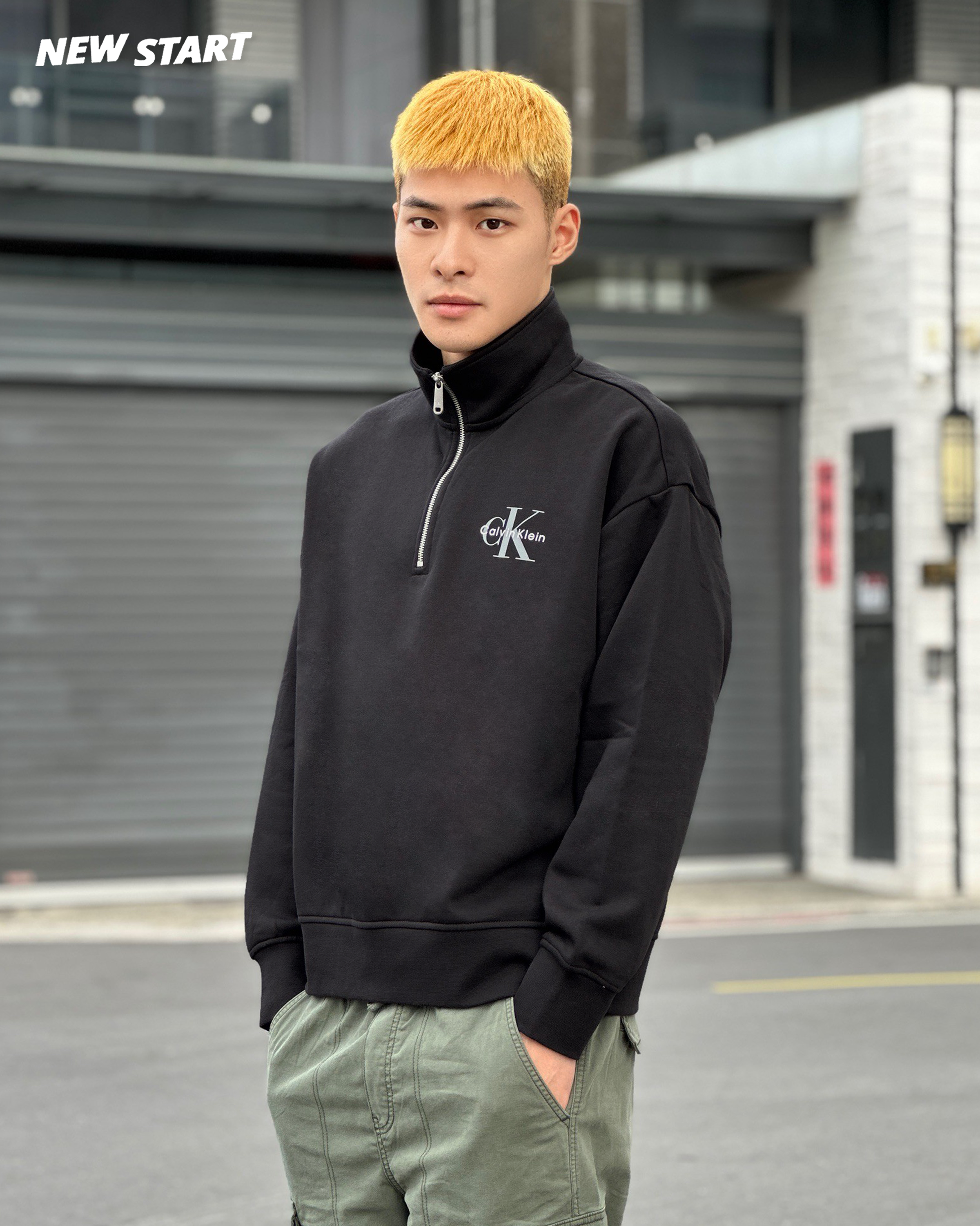 Calvin Klein CK 經典小Logo 內刷毛 半開襟拉鍊衫 長袖上衣 大學T