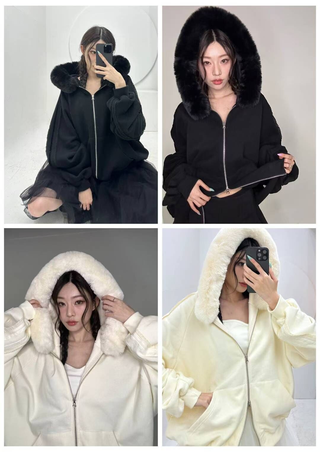 CH25179 毛毛邊外套