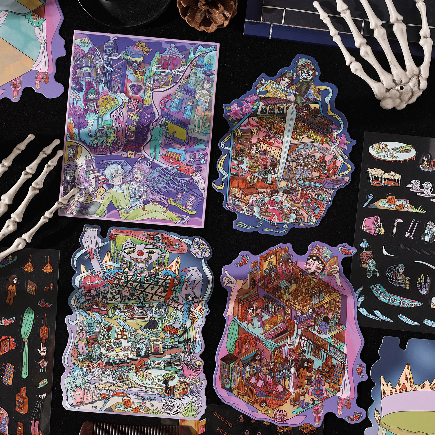 Series 17 (December) · Large 3D House Scene Stickers