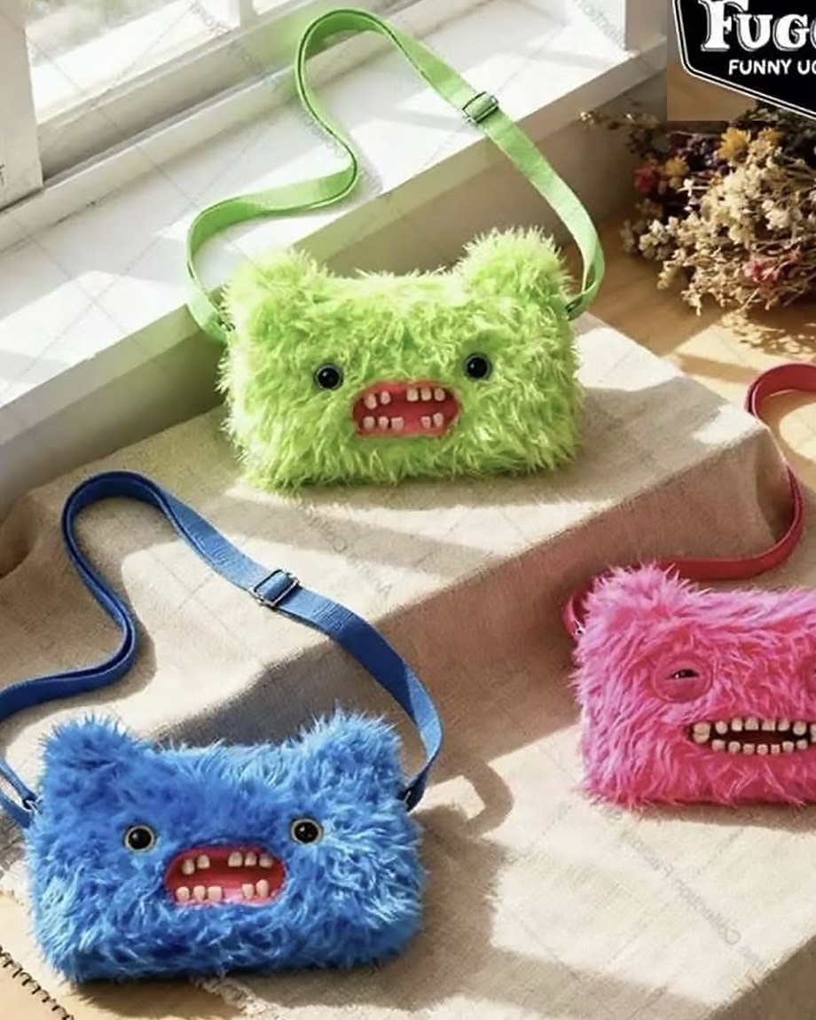<正版授權>FUGGLER 牙齒怪 放克牙寶 毛絨包包 斜背包 肩背包