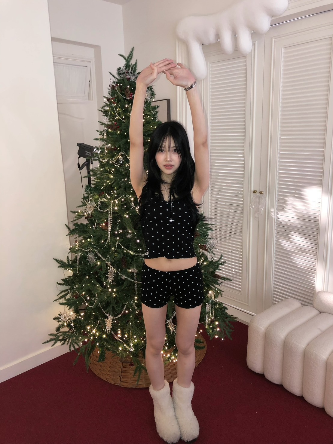 9.amez project BAD HONEY sleepwear set 點點蕾絲睡衣組 (black)